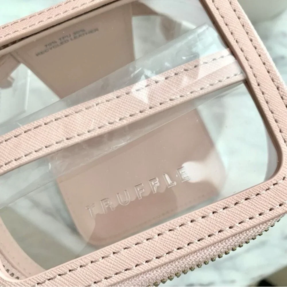 Blush Pink Clear Cosmetic Case with Handle